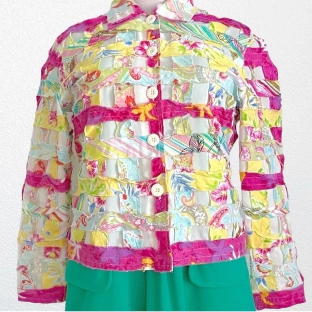 Vintage Quilt Coat Patchwork Cottagecore Bohemian Floral  Multicolor SZ SP